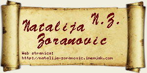 Natalija Zoranović vizit kartica